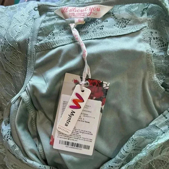 NWT Myntra All About You Green Lace Overlay Long Sleeve Midi Dress Size S - Picture 4 of 5